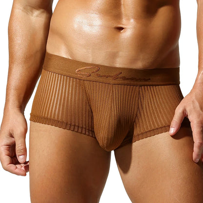 Striped Mesh Boxer Brief – 6 Colours | M–2XL | 95% Polyester & Spandex