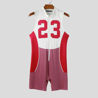 Wrestling Bodysuit – Red, Blue & Black | S–5XL | Polyester & Lycra