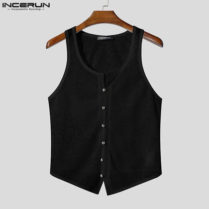 INCERUN Lace Transparent Tank Top – Sheer Bold Men's Vest | S–5XL