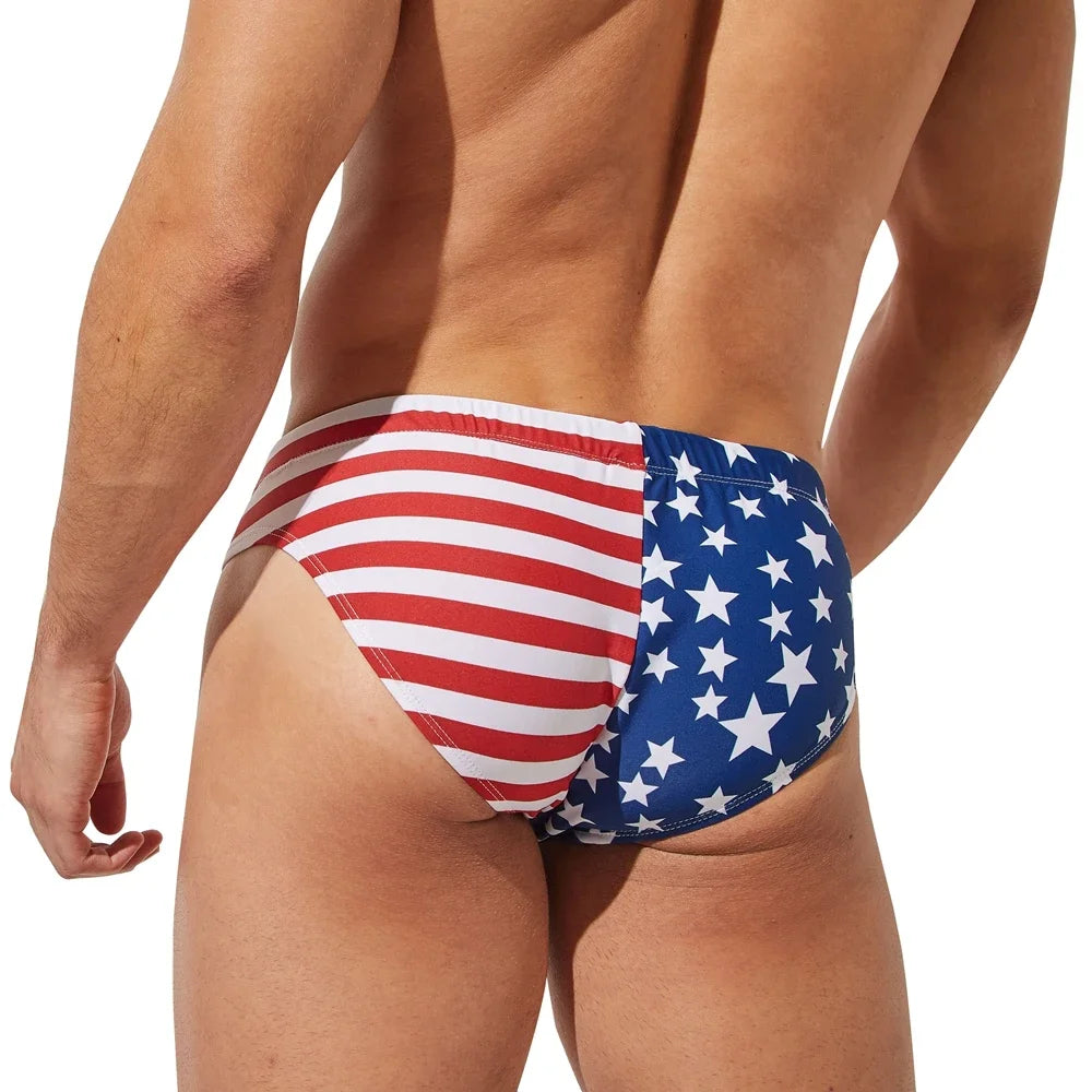 Jockmail Push Up Swim Brief American Flag