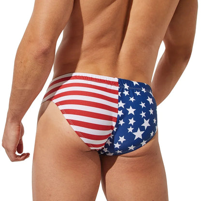 Jockmail Push Up Swim Brief American Flag