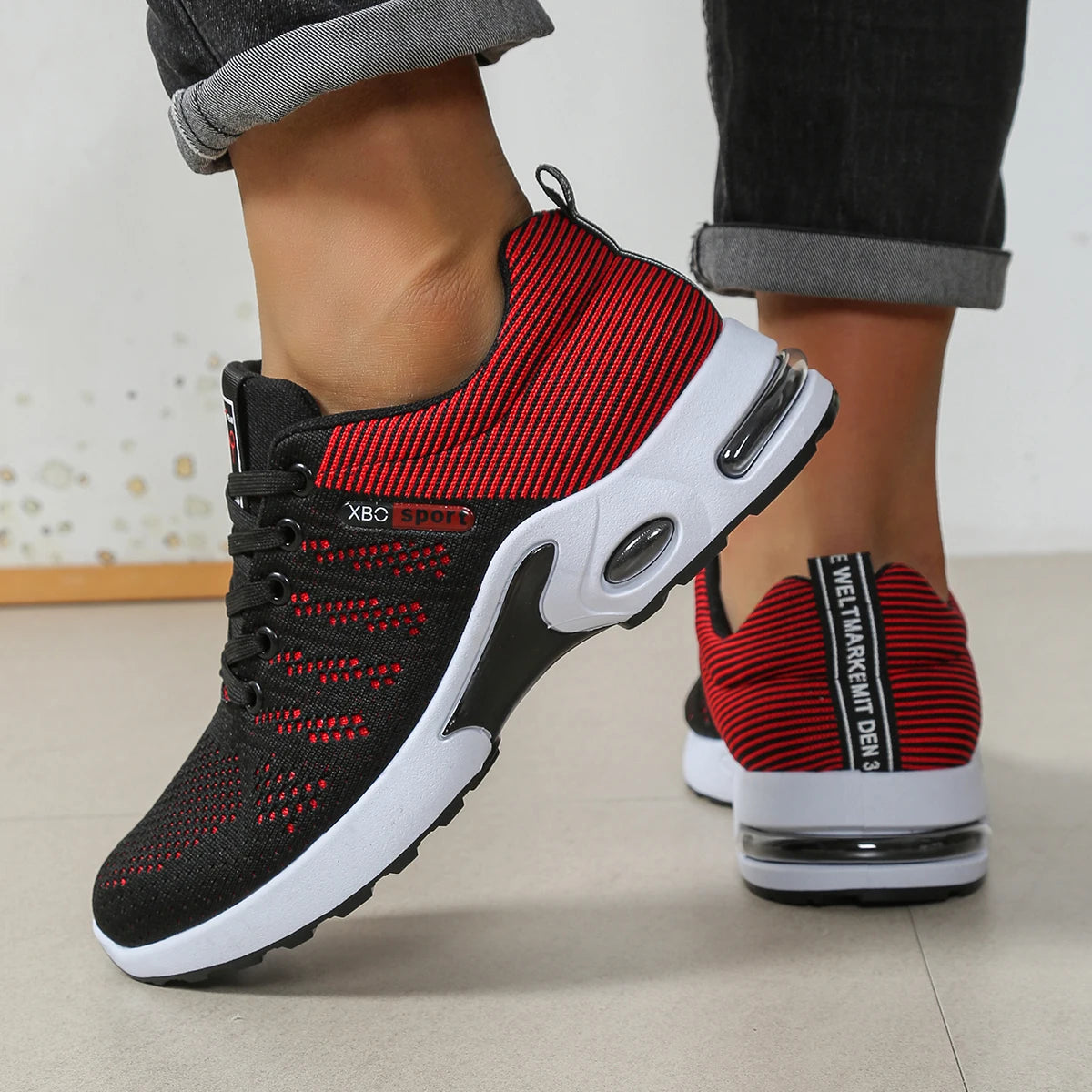 Breathable Lace-Up Sneakers | Black, Blue, Red | EU 39–45