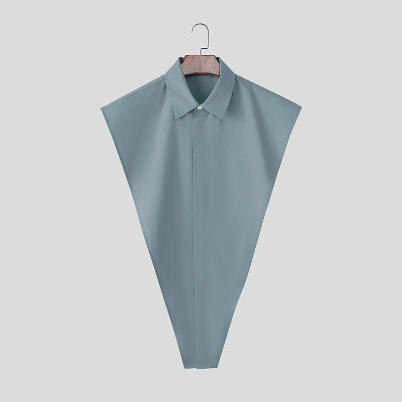 Irregular Split Sleeveless Shirt – Khaki, Blue & Black | S–5XL