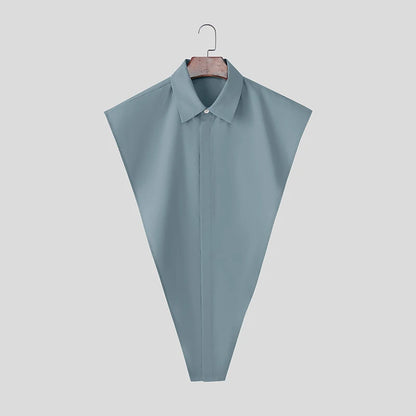 Irregular Split Sleeveless Shirt – Khaki, Blue & Black | S–5XL