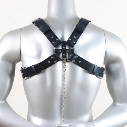 Body Harness with Connecting Straps to the Waist – Full Torso Bold Harness | Black