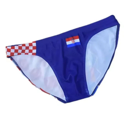 Flag Print Swim Brief – 6 Designs | S–2XL | Polyester & Elastane