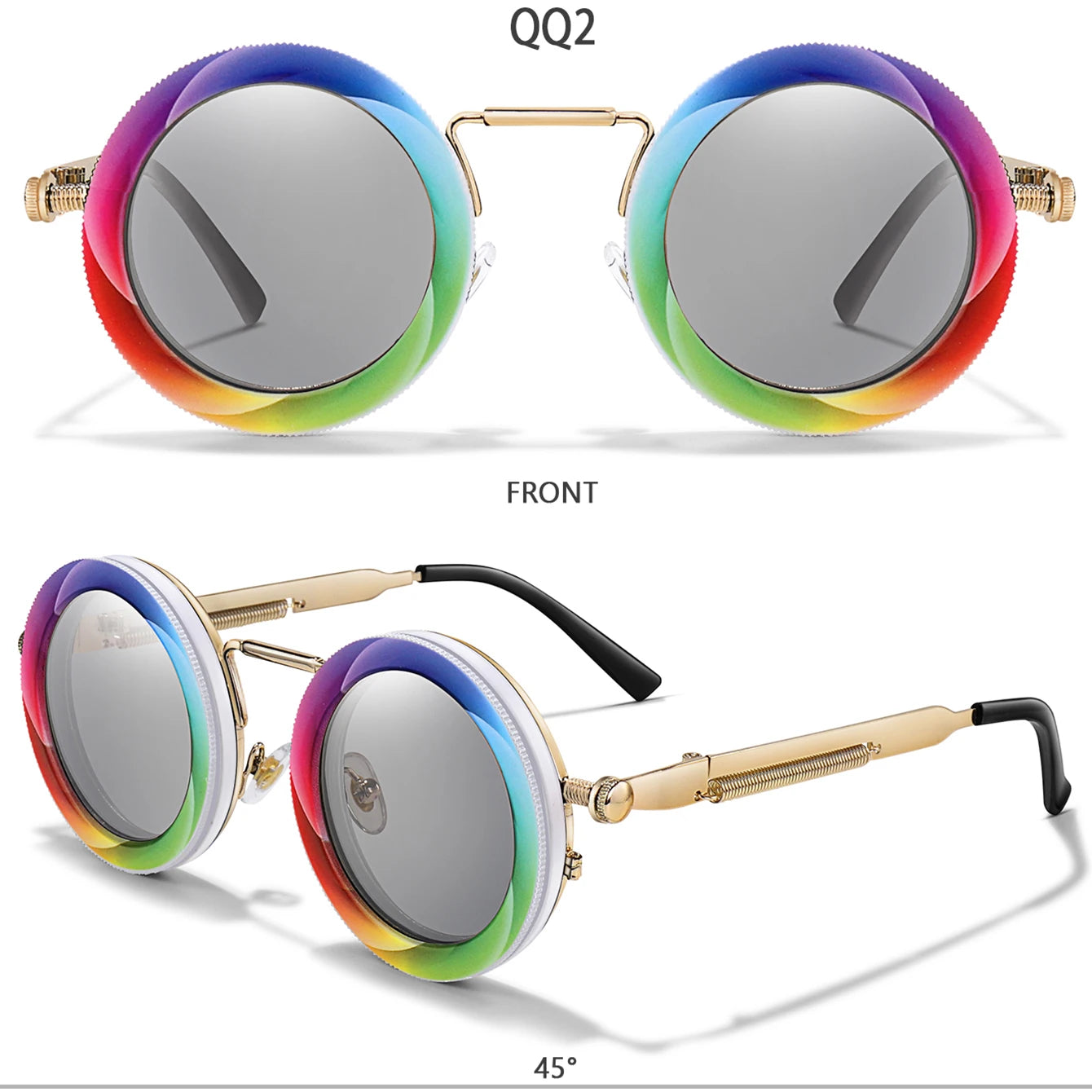 Round Steampunk Sunglasses – UV400 | 10 Colours | Metal Frame