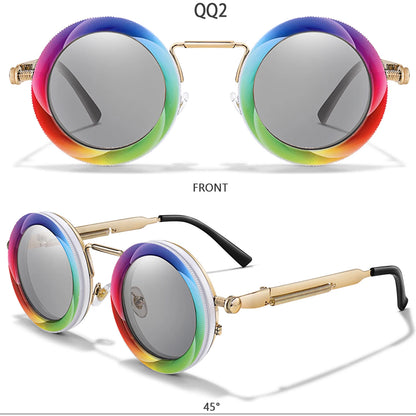 Round Steampunk Sunglasses – UV400 | 10 Colours | Metal Frame