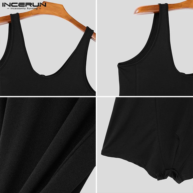 U-Neck Sleeveless Bodysuit – Wine Red & Black | S–3XL | Polyester & Spandex