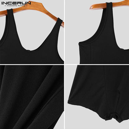 U-Neck Sleeveless Bodysuit – Wine Red & Black | S–3XL | Polyester & Spandex