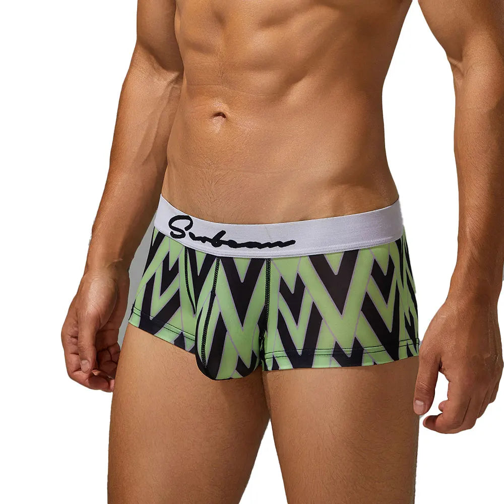 Geometric Boxer Shorts – 4 Colours | M–2XL | Polyester & Elastane
