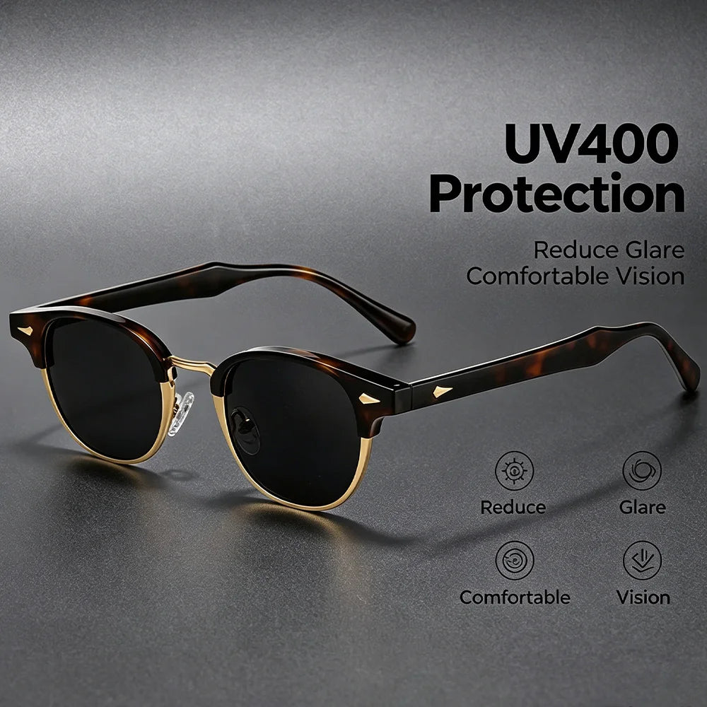 Semi-Frameless Round Sunglasses – 5 Colours | One Size | Metal & Plastic