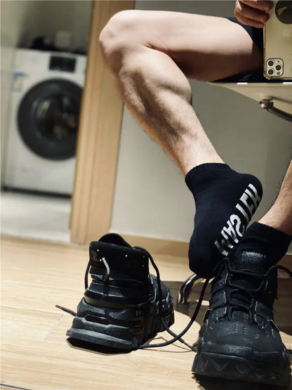 Letter Print Fetish Socks – 8 Styles | Black & White | Cotton