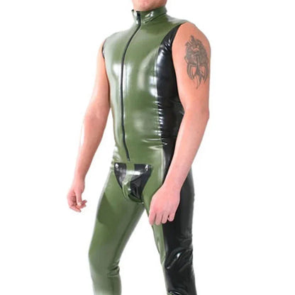 Handmade Sleeveless Latex Catsuit – Removable Codpiece & Back Zip | XS–2XL + Custom | 0.4mm Latex