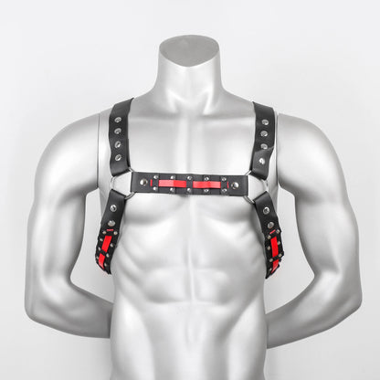 Body Harness – Black & Red | One Size | Faux Leather