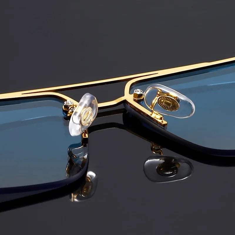 Rectangle Double Beam Sunglasses – UV400 | 2 Colours | Wood Grain Detail
