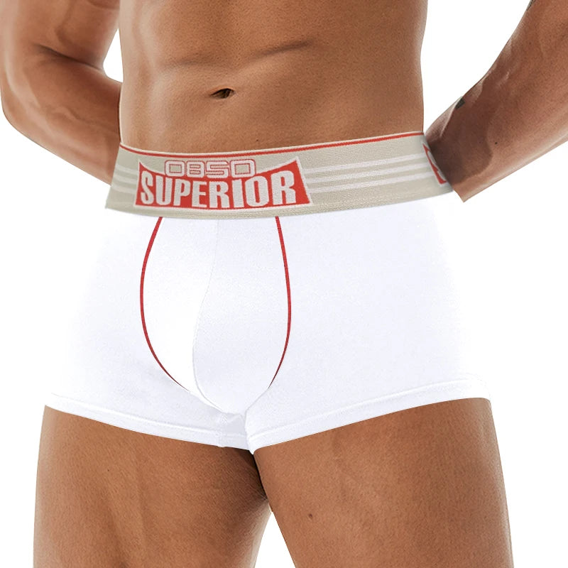 Superior Boxer Short – White, Red & Blue | M–2XL | Cotton & Lycra