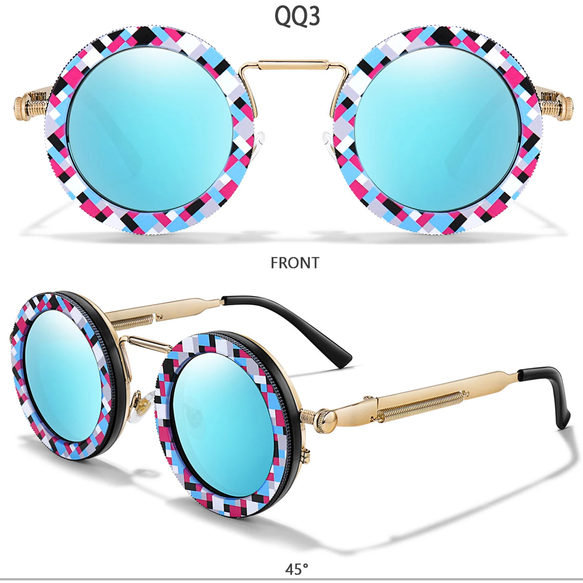 Round Steampunk Sunglasses – UV400 | 10 Colours | Metal Frame
