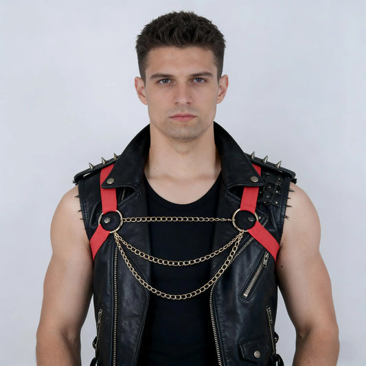 Elastic Body Harness with Chains – Stretchy Chain Detail Harness | One Size