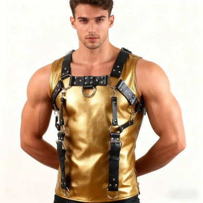 Body Harness with Connecting Straps to the Waist – Full Torso Bold Harness | Black