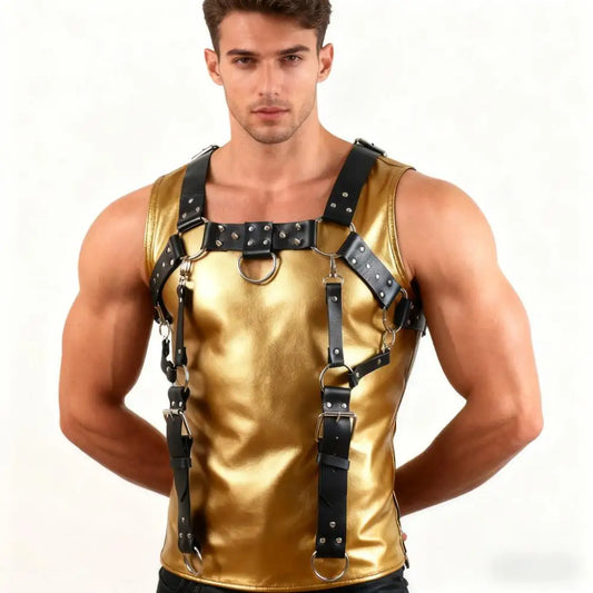 Body Harness with Connecting Straps to the Waist – Full Torso Bold Harness | Black