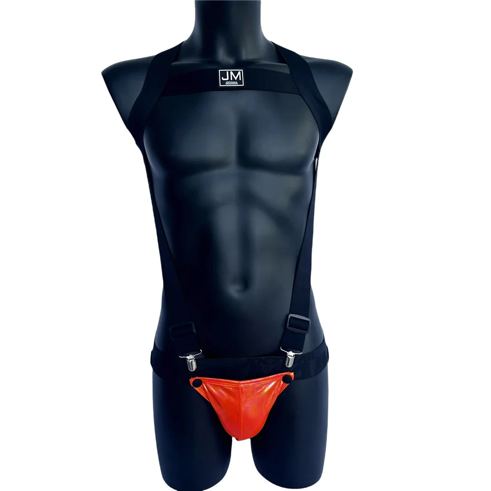 Harness & Jockstrap Set with Removable Pouch – 8 Colours | M–XL | Nylon & Elastane
