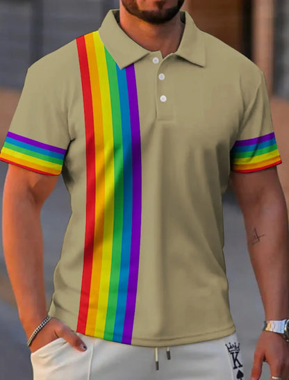 Rainbow Graphic Polo Shirt – 5 Colours | S–5XL | Polyester