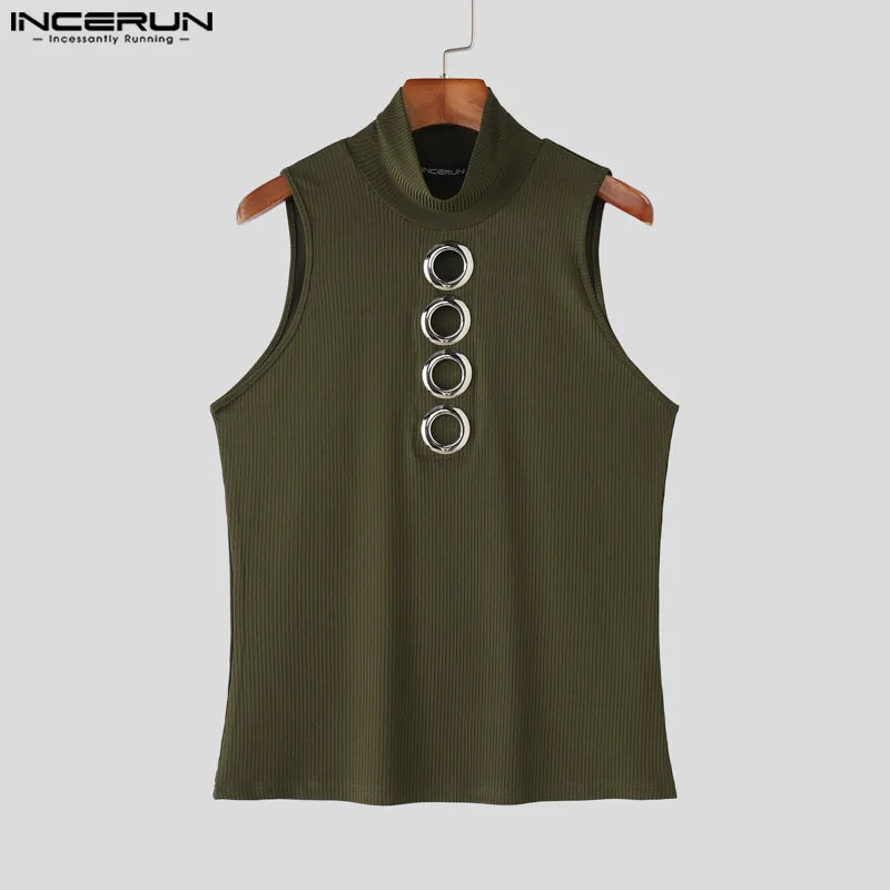 Hollow Out Knitted Tank Top | Turtleneck | 3 Colours | S–5XL