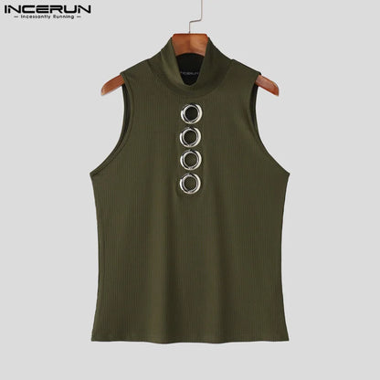 Hollow Out Knitted Tank Top | Turtleneck | 3 Colours | S–5XL