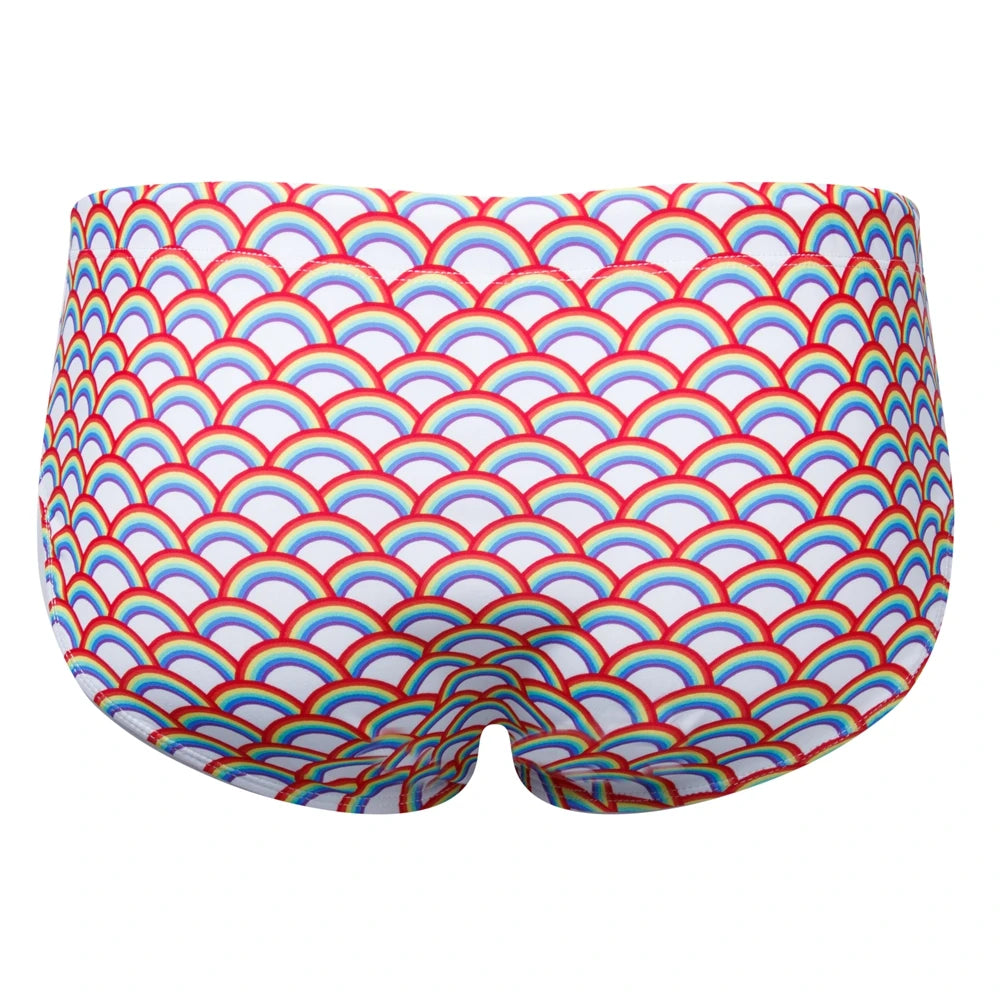 Jockmail Swimbrief – Tropical Leaves, Dots & Rainbow | M–XL