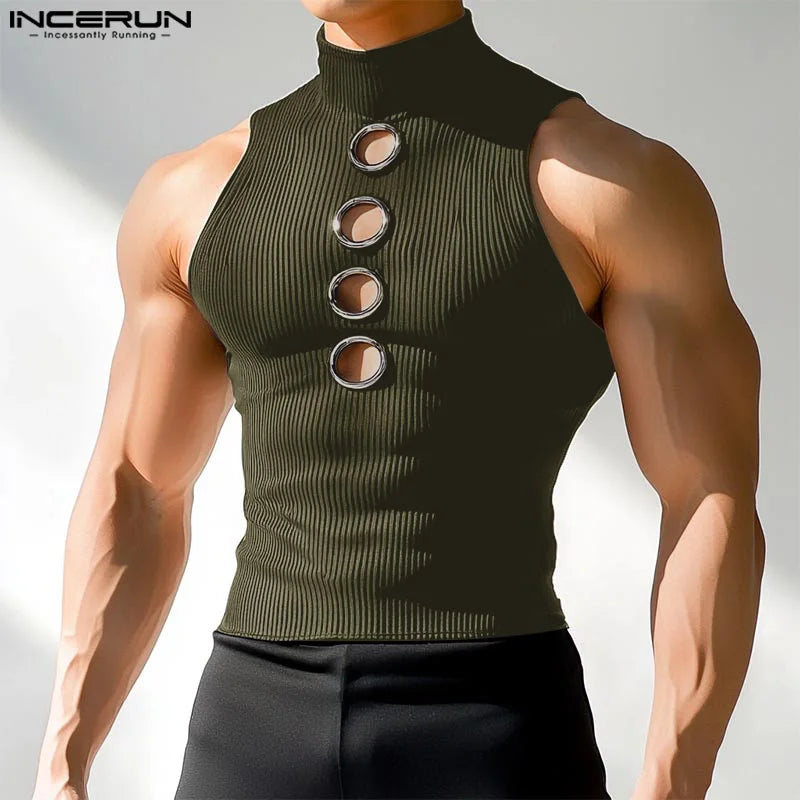 Hollow Out Knitted Tank Top | Turtleneck | 3 Colours | S–5XL