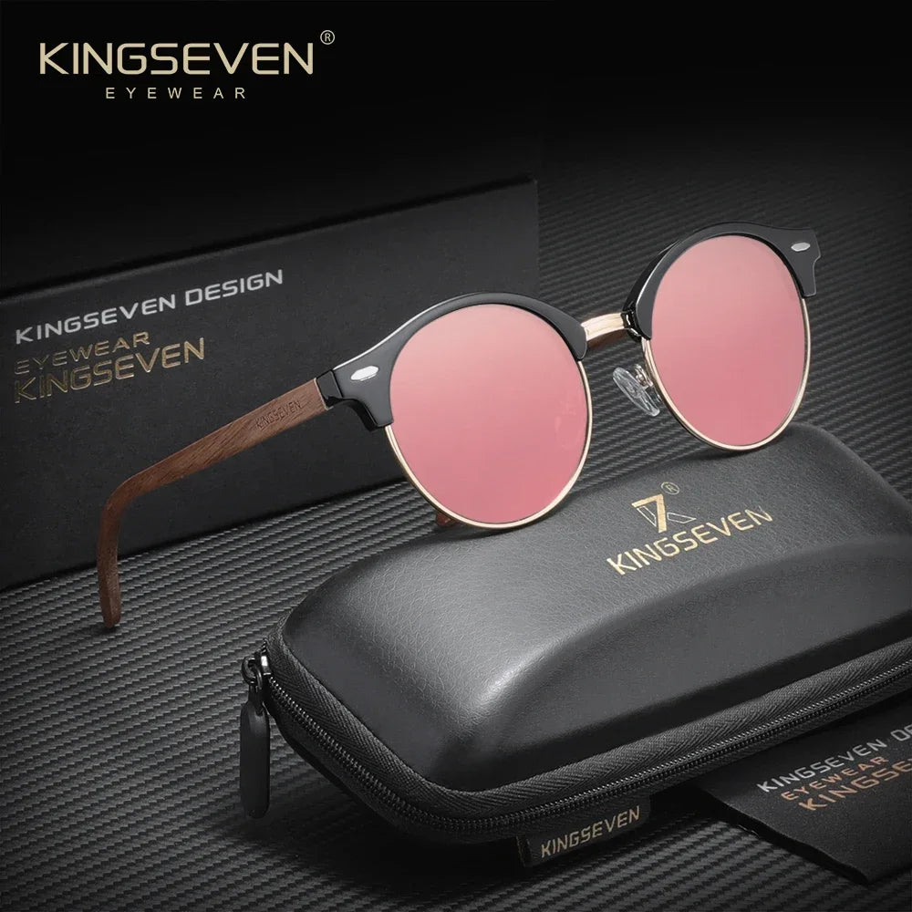 Polarised Round Wooden Sunglasses – 6 Colours | One Size | Plastic & Polycarbonate