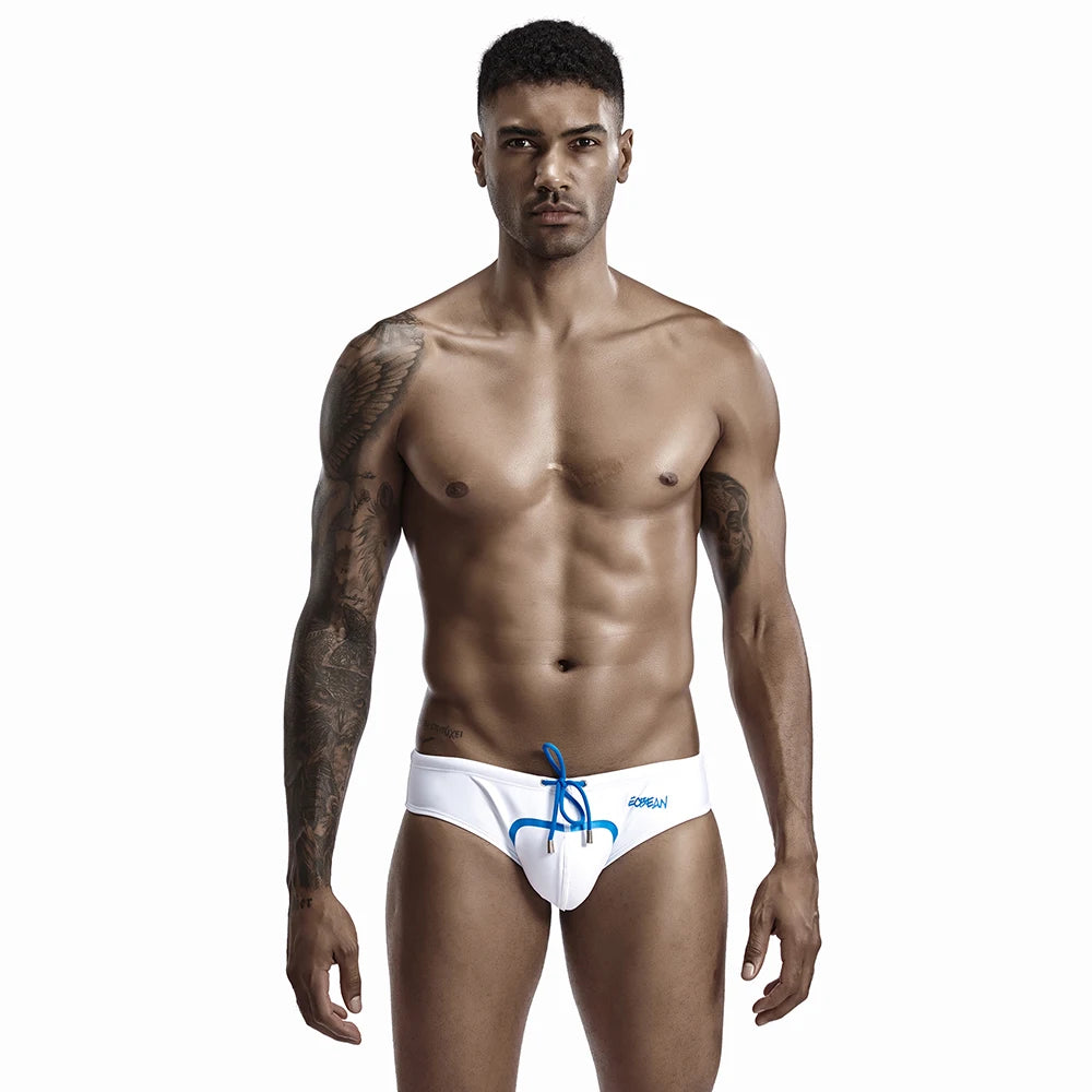 Low-Rise Swim Brief – White, Blue & Black | M–XXL | 82% Nylon & Spandex