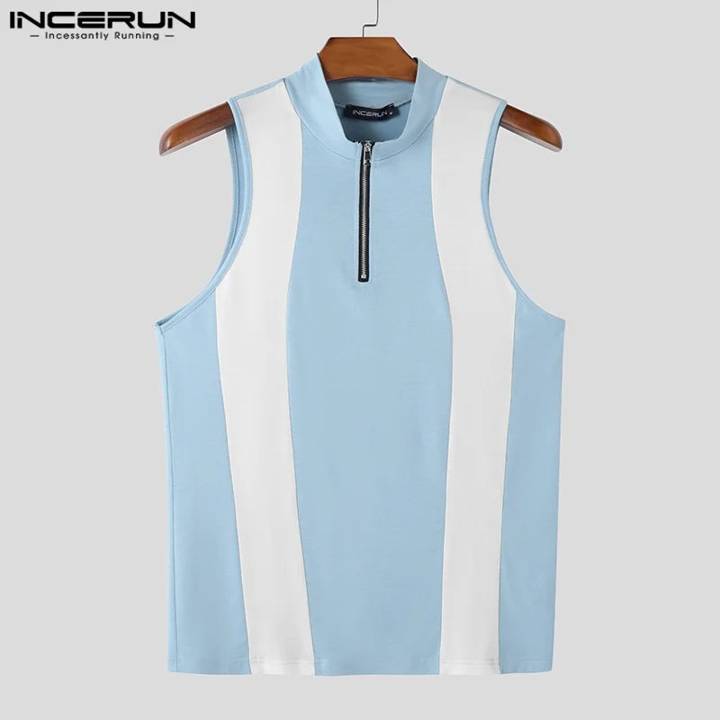 Spliced Colourblock Tank Top | Zipper Detail | 3 Colours | S–3XL