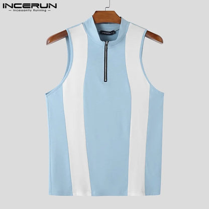 Spliced Colourblock Tank Top | Zipper Detail | 3 Colours | S–3XL