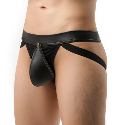 Faux Leather Jockstrap with Removable Front – Black | M–2XL | Faux Leather