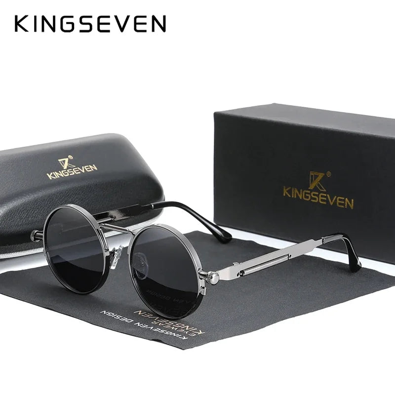 Polarised Round Steampunk Sunglasses – 8 Colours | One Size | Alloy & Polycarbonate