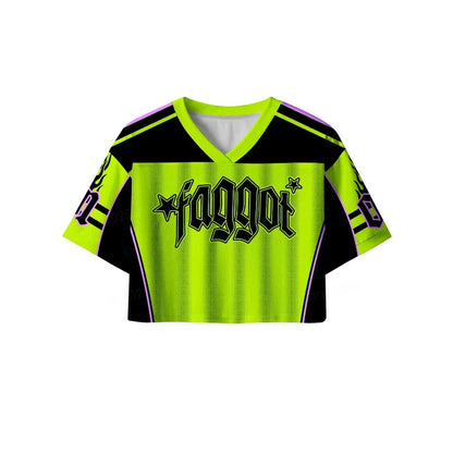 Y2K Faggot Mesh Sport Crop Top – Green | S–4XL | Polyester