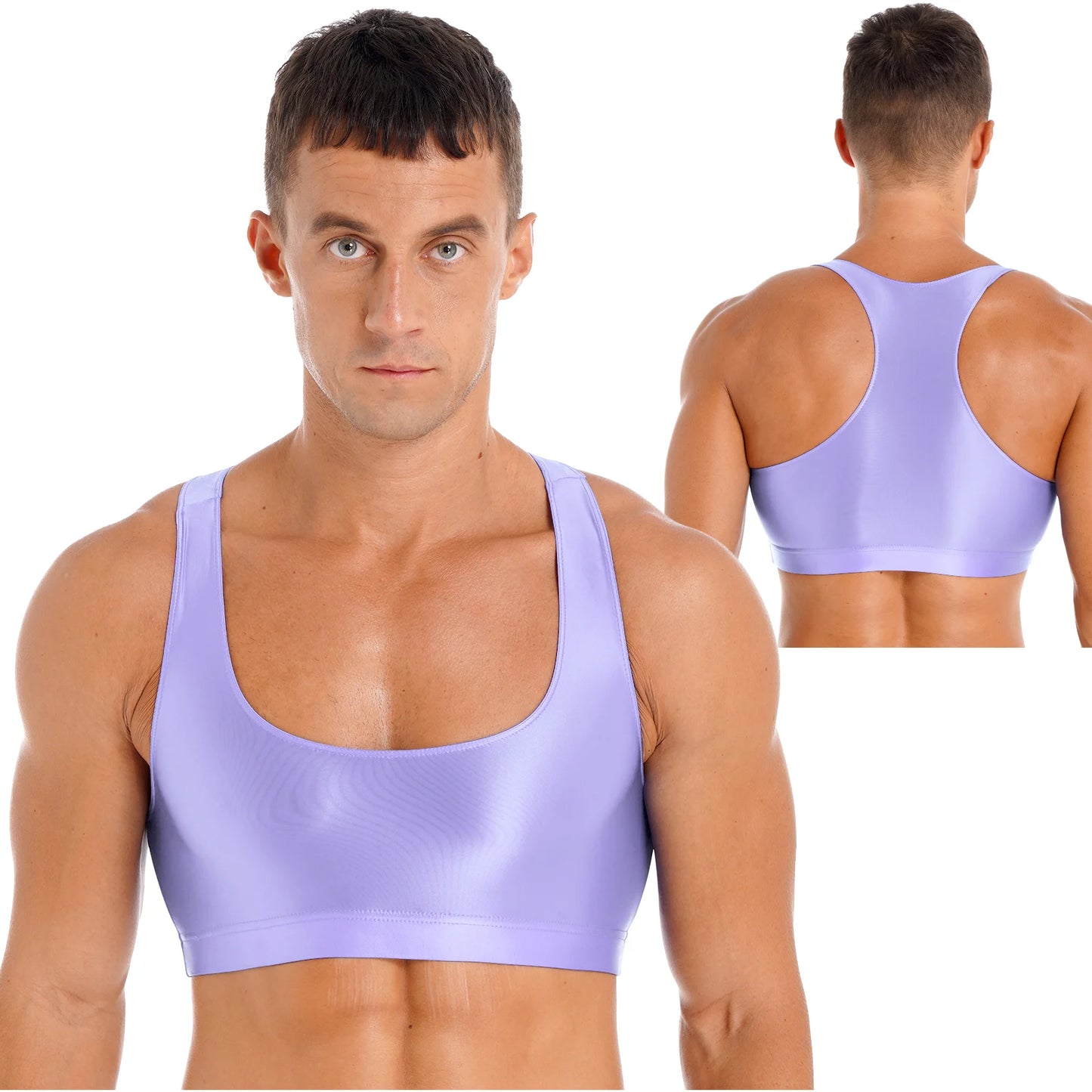 Men's Crop Top | Deep U-Neck Y-Back | 9 Colours | L & XL