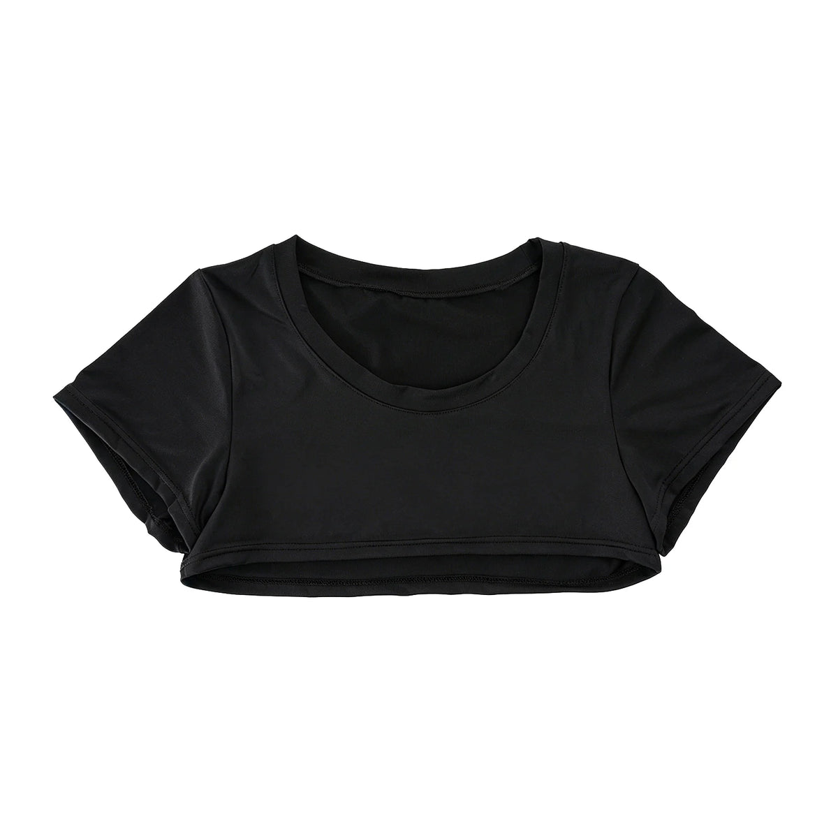 Short-Sleeve Crop Top – Black | One Size | Polyester & Spandex