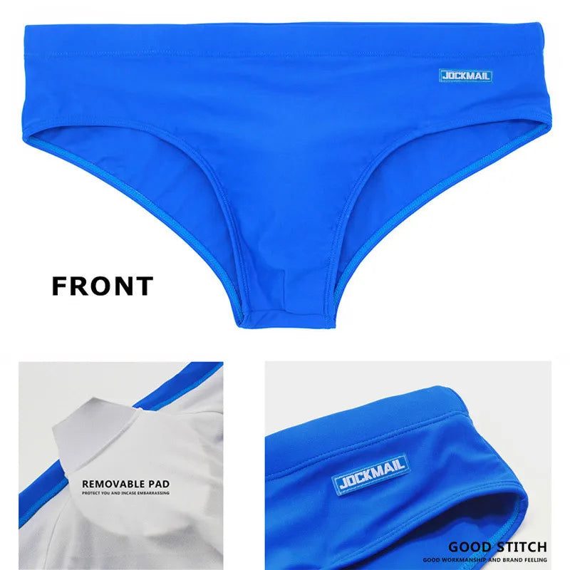 Low-Rise Swim Brief – Blue & Black | M–2XL | Nylon