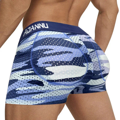Camo Push-Up Boxer Short – Blue, Gray & Green | M–2XL | Nylon, Cotton & Lycra