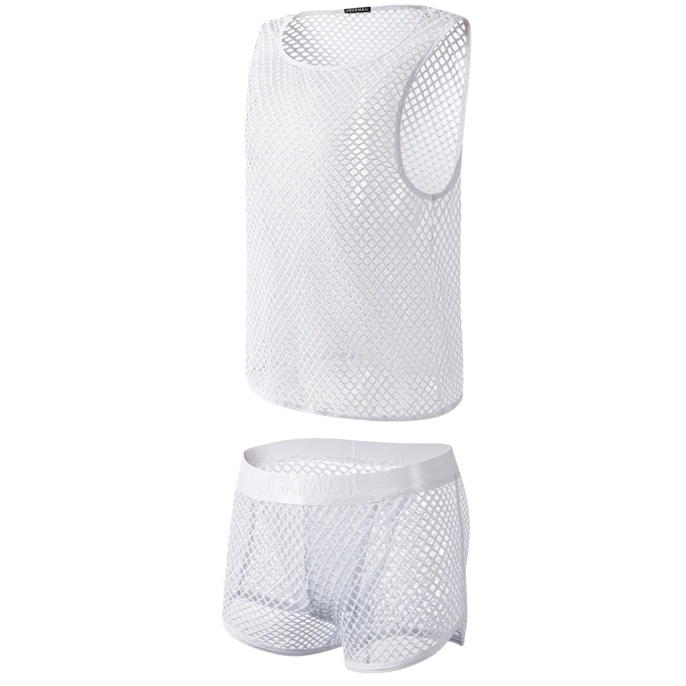 Mesh Tank Top & Shorts Set – 4 Colours | M–XL | Nylon & Elastane