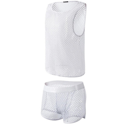 Mesh Tank Top & Shorts Set – 4 Colours | M–XL | Nylon & Elastane