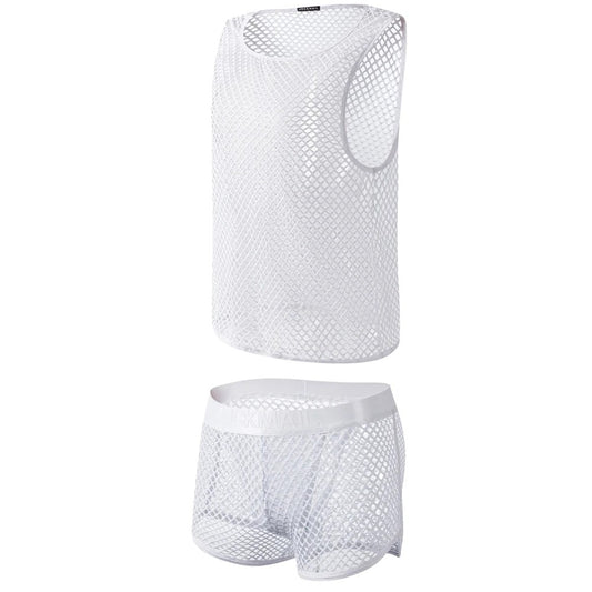 Mesh Tank Top & Shorts Set – 4 Colours | M–XL | Nylon & Elastane