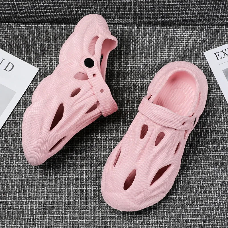 Hollow-Hole EVA Clog Sandals – Black, Khaki, Pink, Grey & White | EU 35–45
