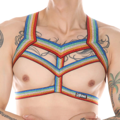 Clever-Men Rainbow Elastic Body Chest Harness 🌈