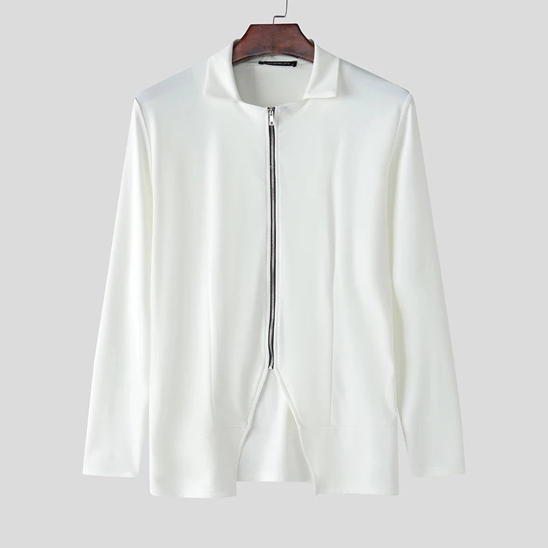 Incerun Collared Vest | Black, White & Blue | S–5XL