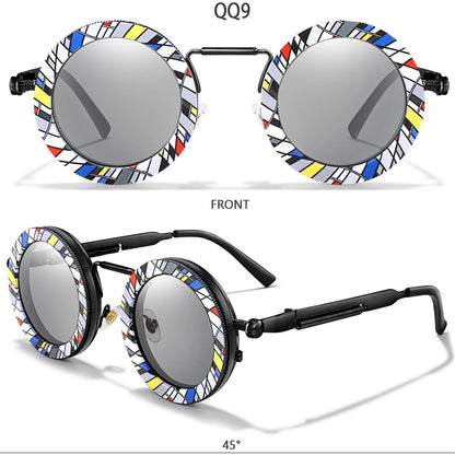 Round Steampunk Sunglasses – UV400 | 10 Colours | Metal Frame