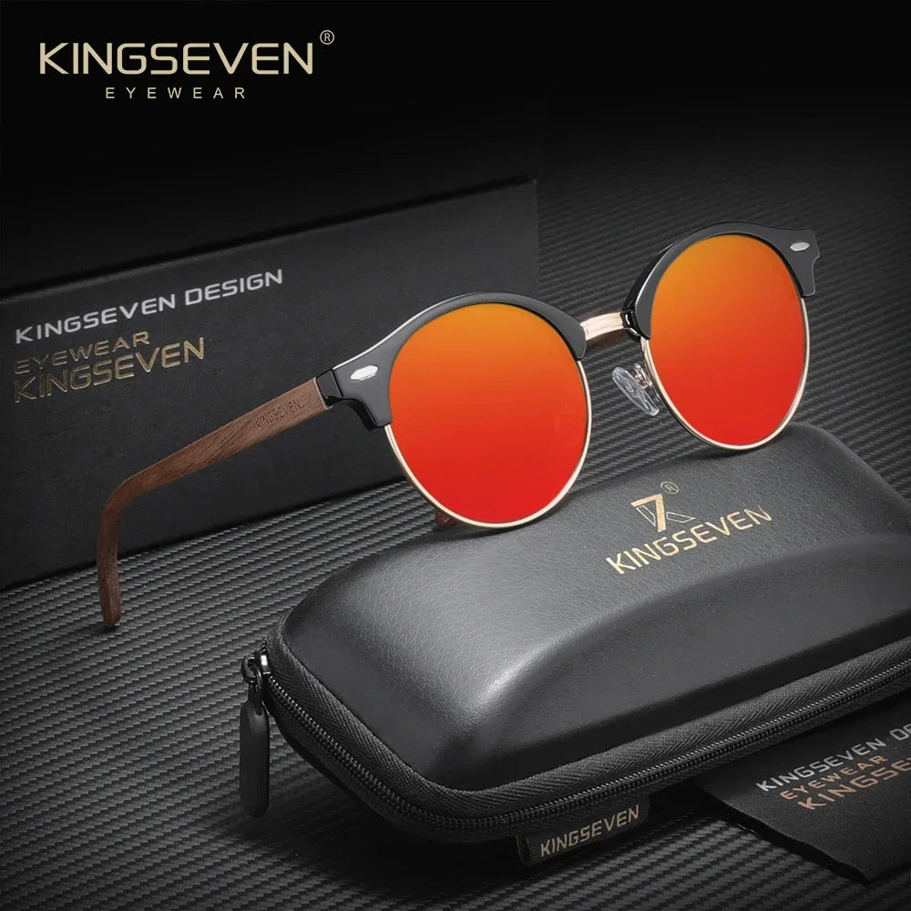 Polarised Round Wooden Sunglasses – 6 Colours | One Size | Plastic & Polycarbonate